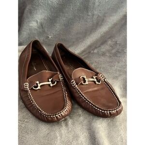 Salvatore Ferragamo Loafers Womens 9 EU 40 Brown Leather Gancini Bit equestrian
